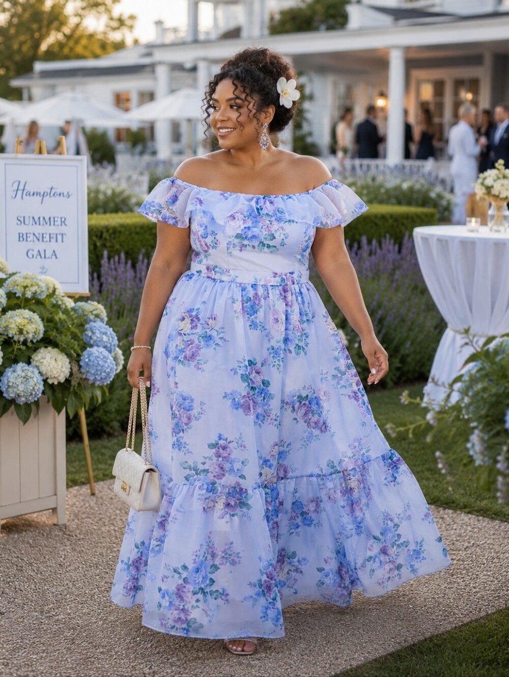 B Darlin NWT Floral Off-the-Shoulder Maxi Gown Size 16W Garden Party Wedding